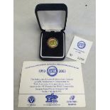 A cased limited edition official Ayrton Senna Donington Park commemorative badge especially