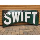 A rare Swift shaped enamel sign, 48 x 23".