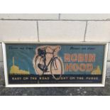 A framed and glazed Raleigh Robin Hood bicycle poster, 30 x 13 1/2".