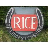A large Rice of Leicestershire (horse box trailers) wooden and moulded plastic horseshoe trademark