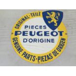 A French Peugeot shaped aluminium advertising sign, 15 3/4 x 16 1/4".