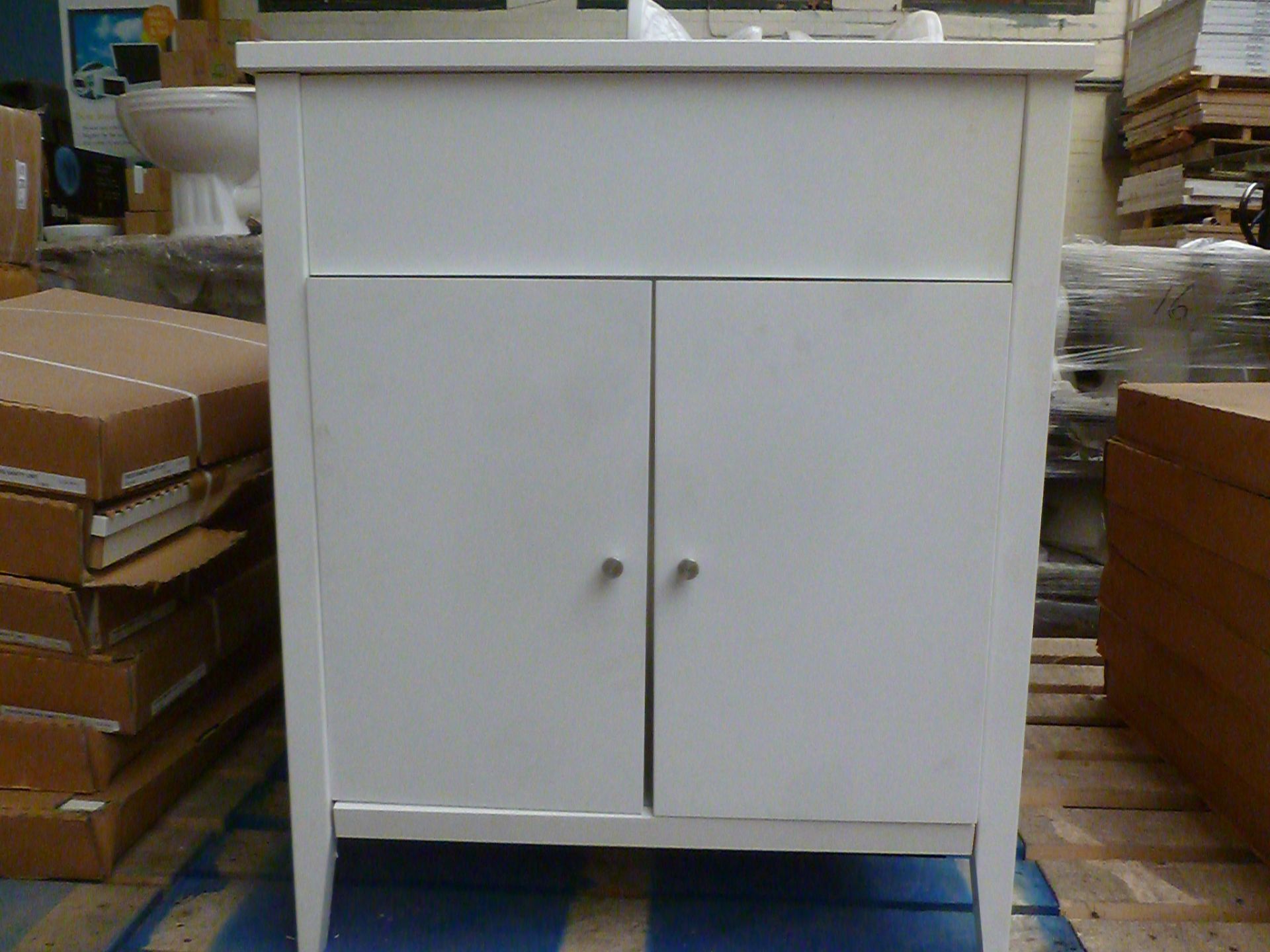 Lica Freestanding White Vanity Unit. 88 x 72 x 37 cm. New and boxed. This item is flat packed.