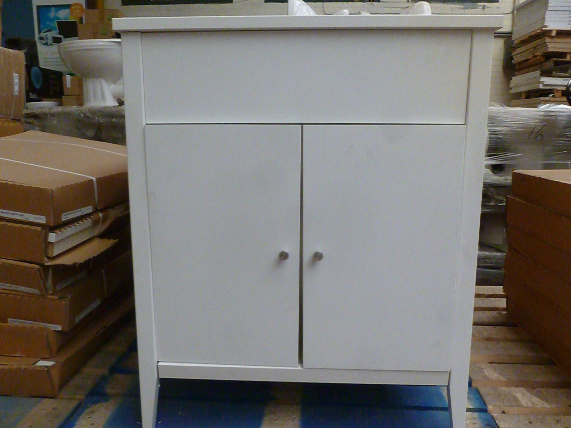Lica Freestanding White Vanity Unit. 88 x 72 x 37 cm. New and boxed. This item is flat packed.