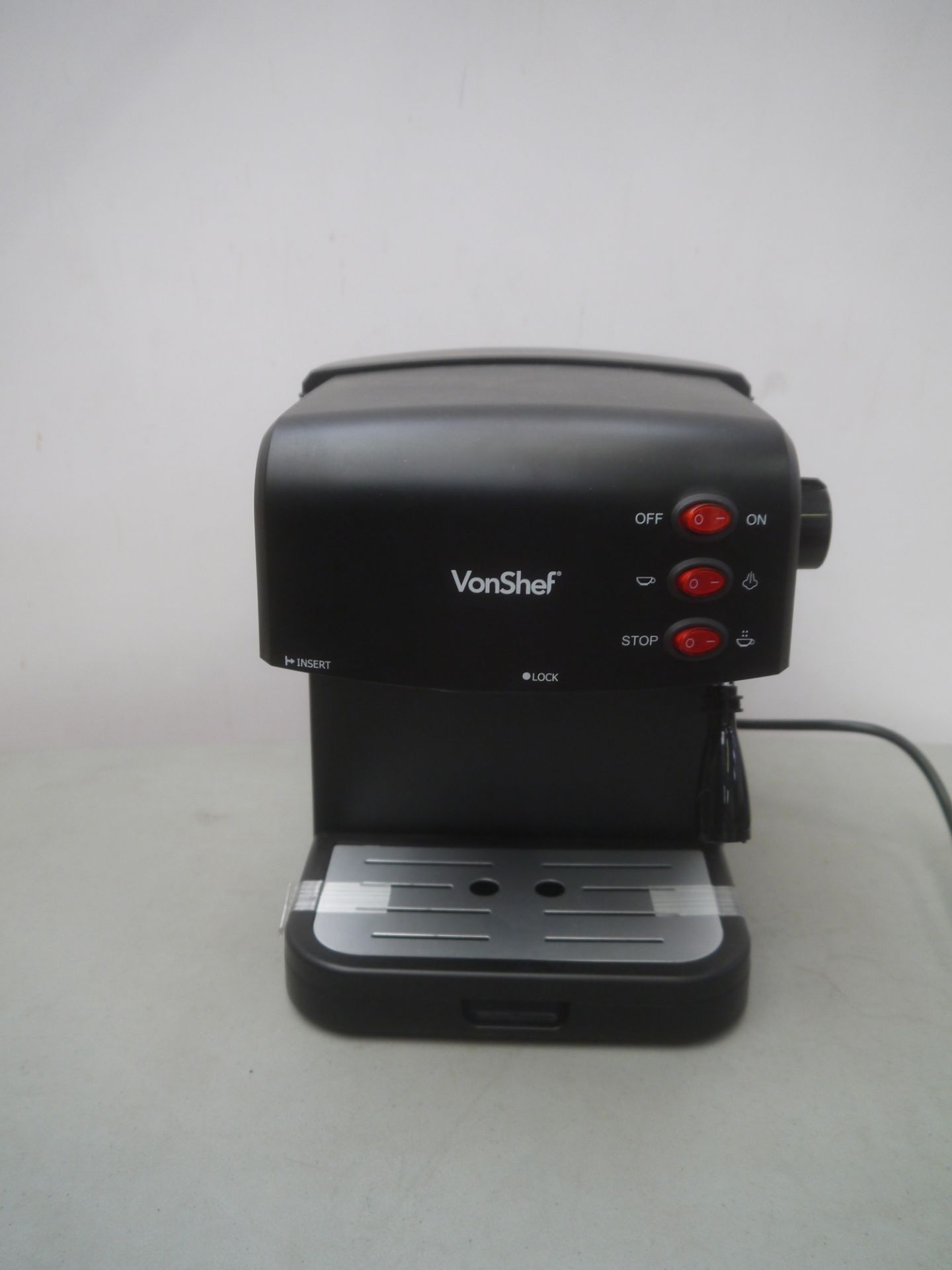 VonShef 15 bar espresso machine, black colour, pow