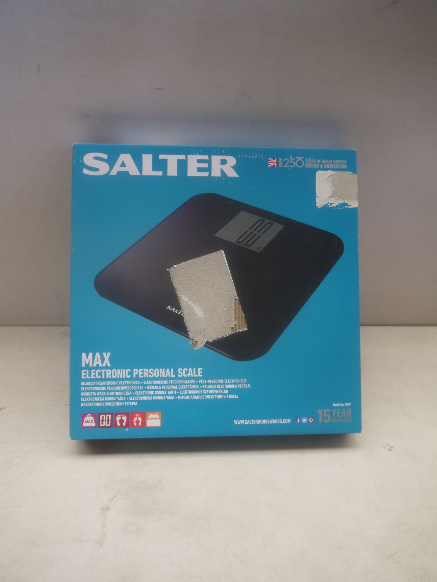 Salter Max electronic personal scale, black colour, unchecked and boxed.