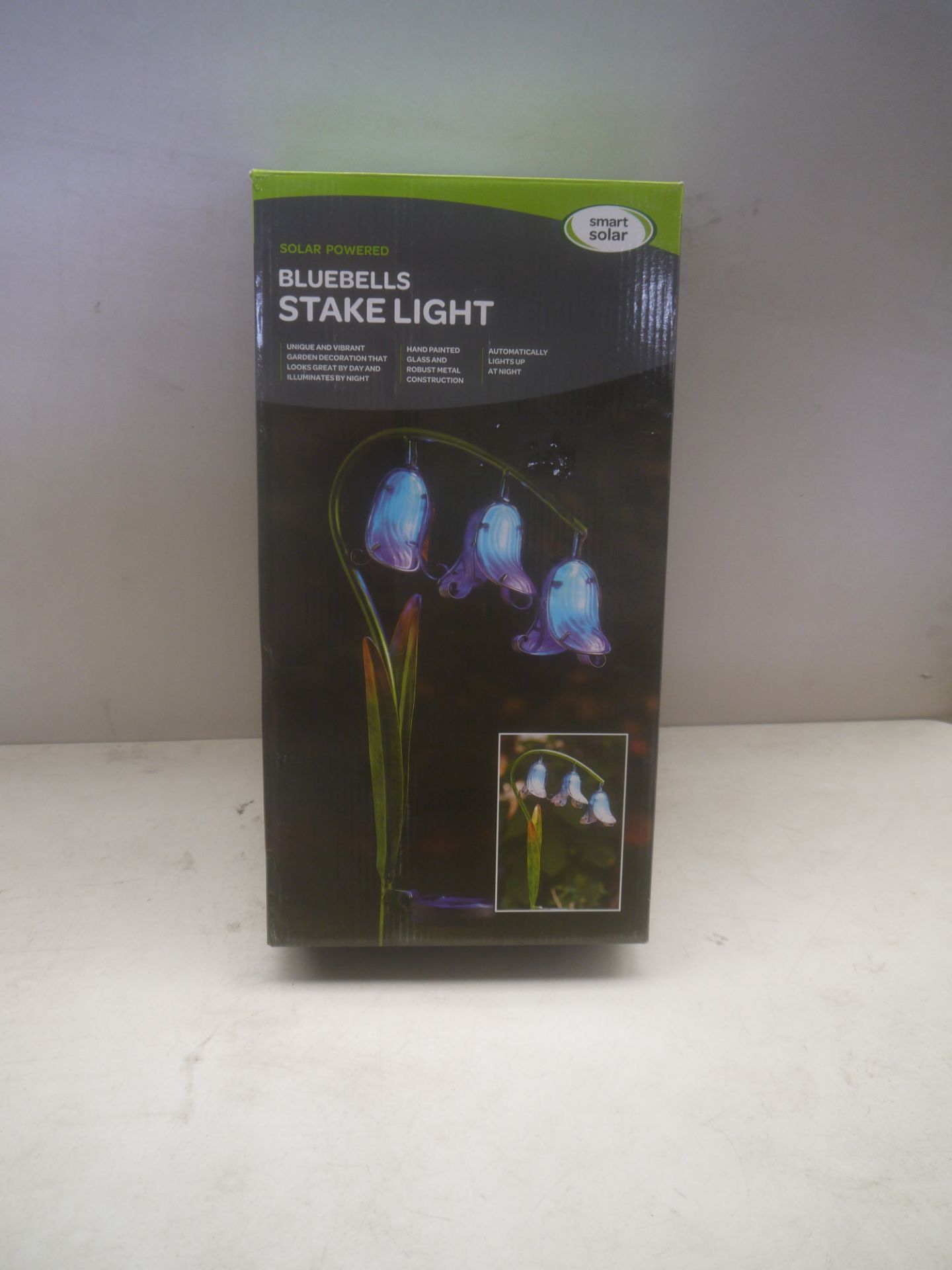 Smart Solar, Solar powered Bluebells stake light, unchecked and boxed.