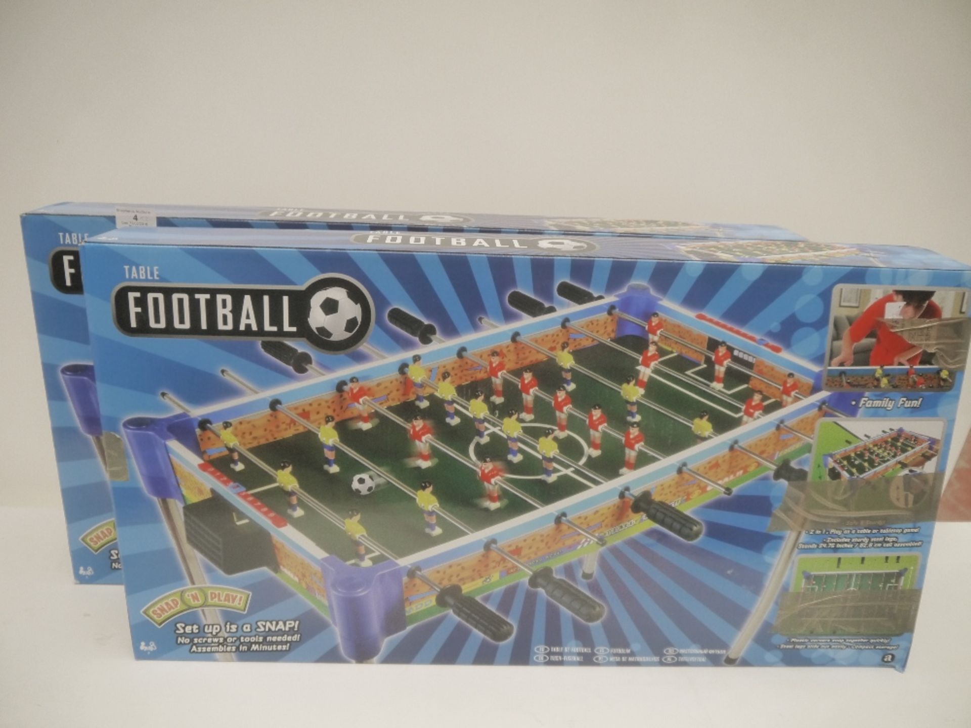 2x Snap 'n' Play Football Table. Both boxed.