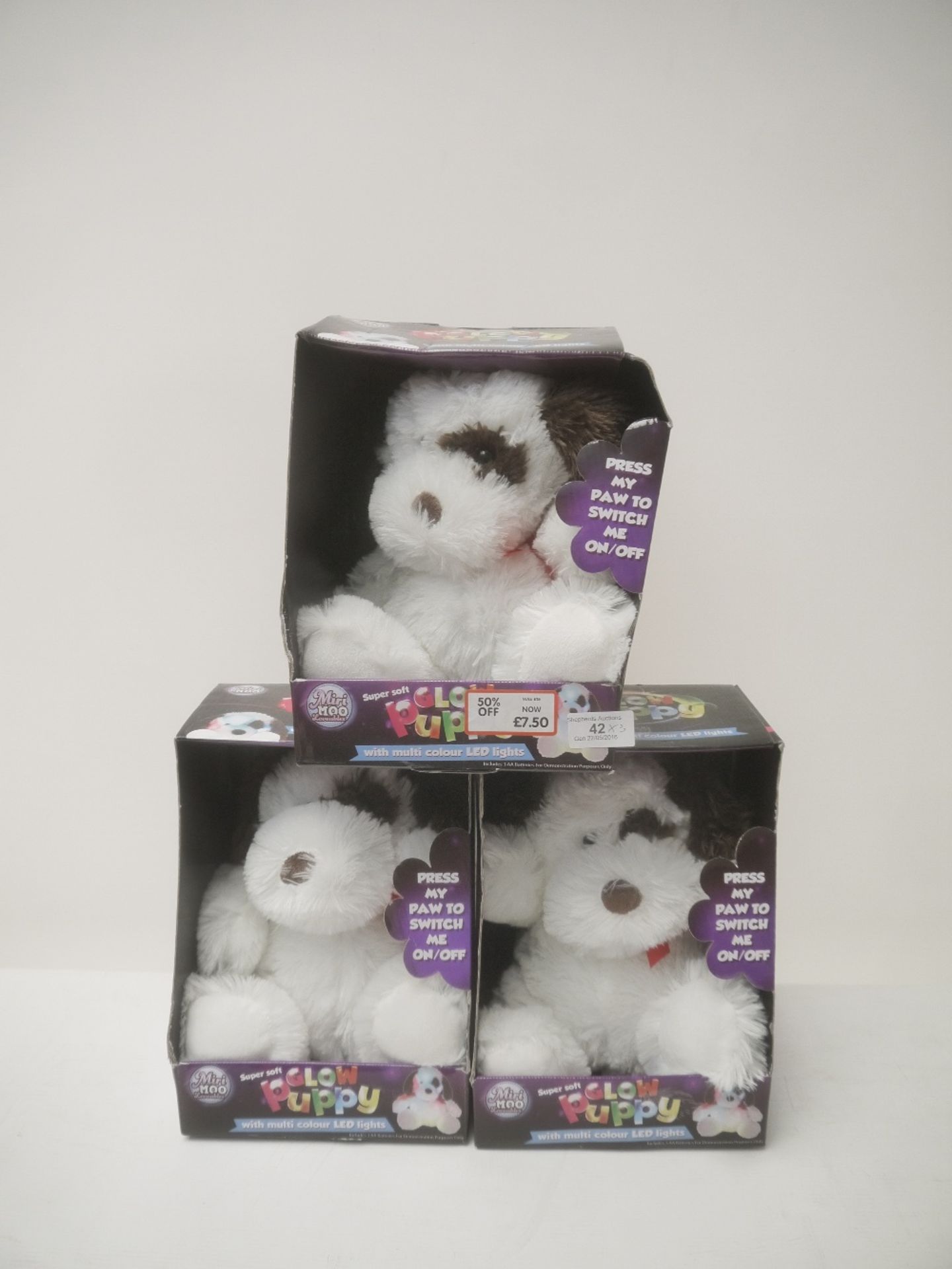 3x LED Dog Soft Toy.