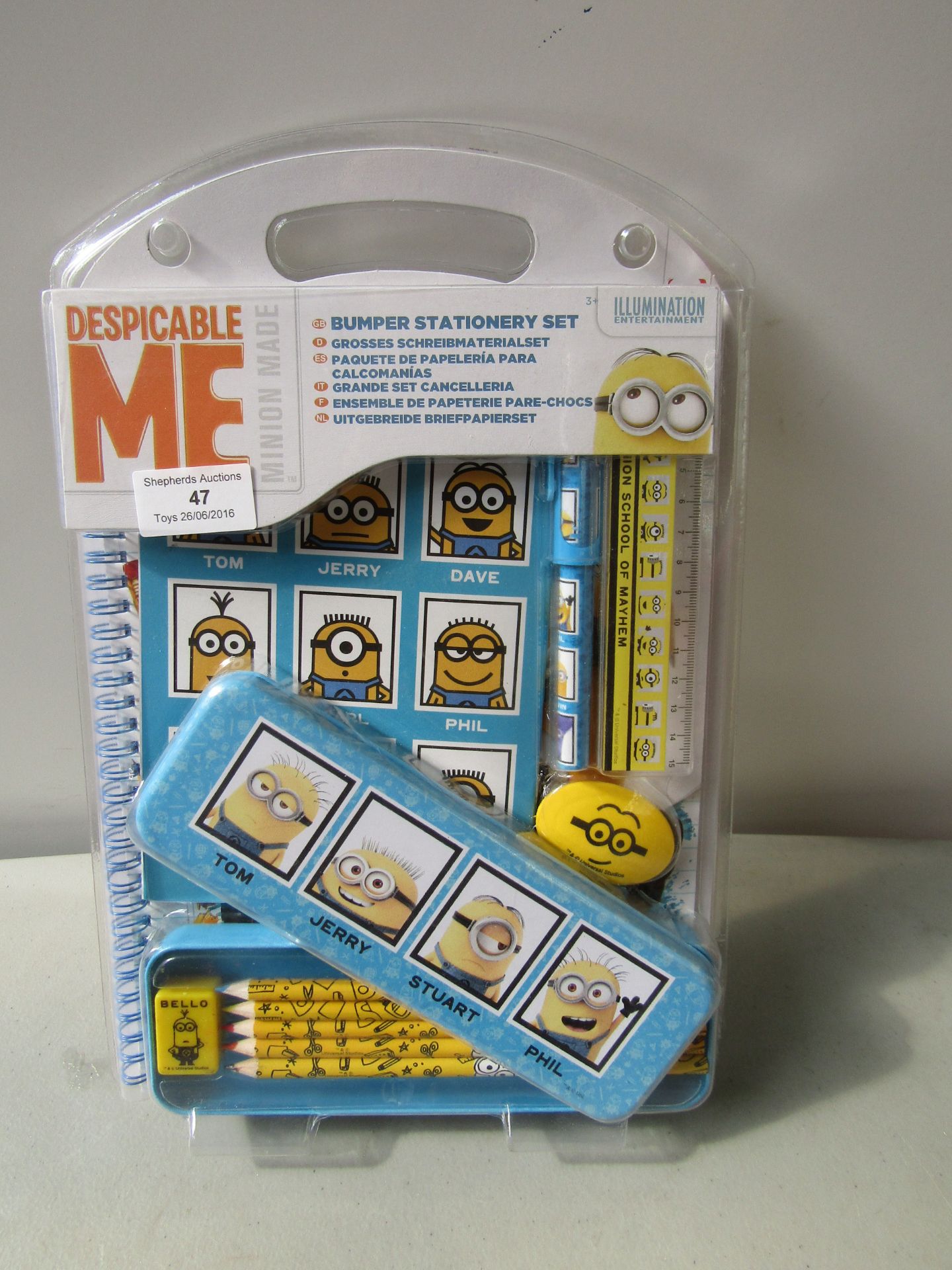 Despicable Me Bumper Stationary Set. In Packaging.