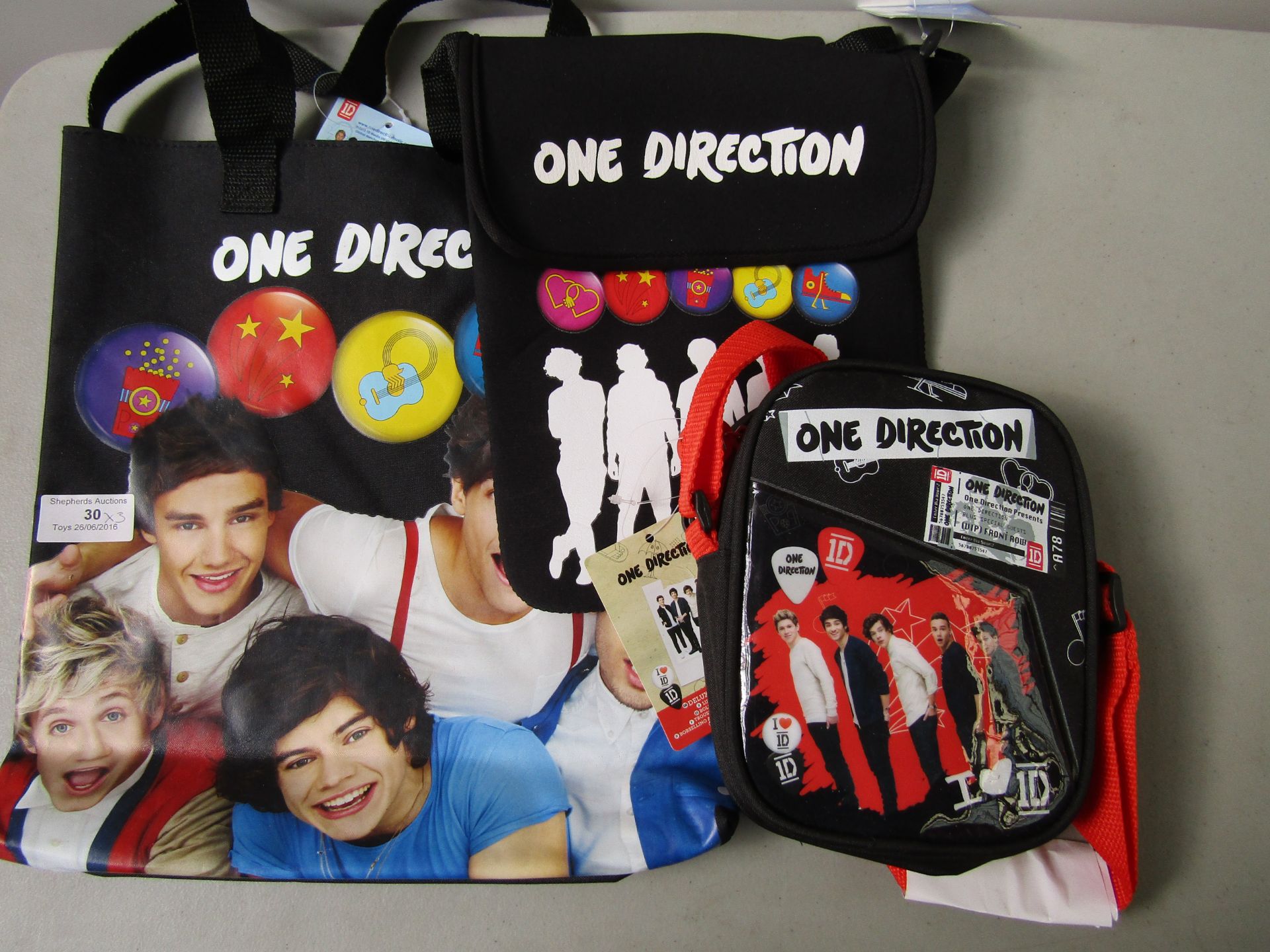 3x Various Designs of One Direction Bags