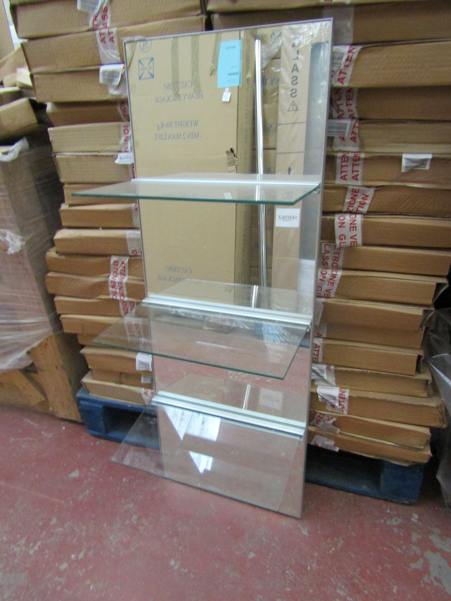 Modern Rectangular Mirror with 3 shelves. 1084 x 400. New and boxed.