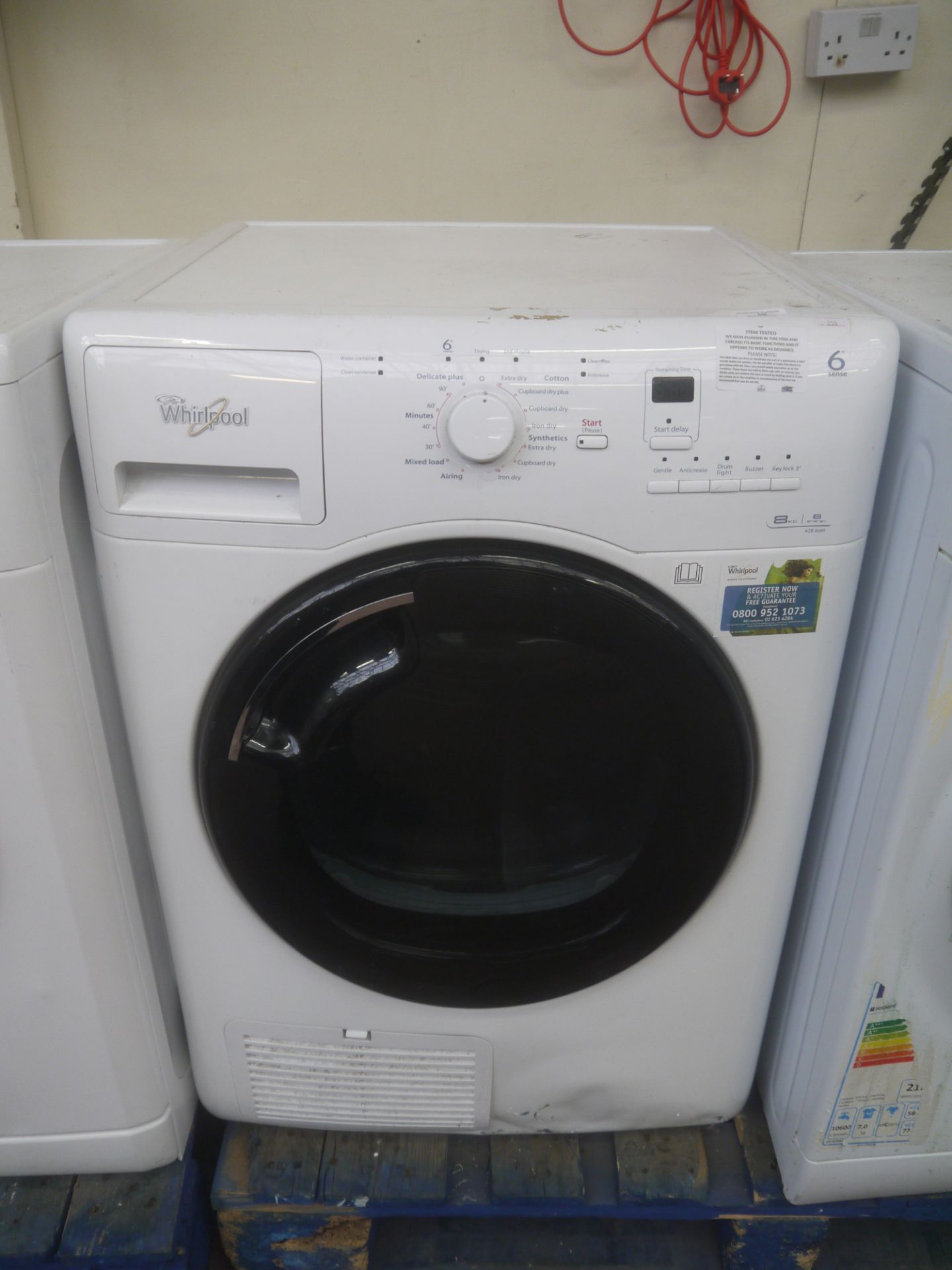 Whirlpool condenser dryer, 8kg, tested working.