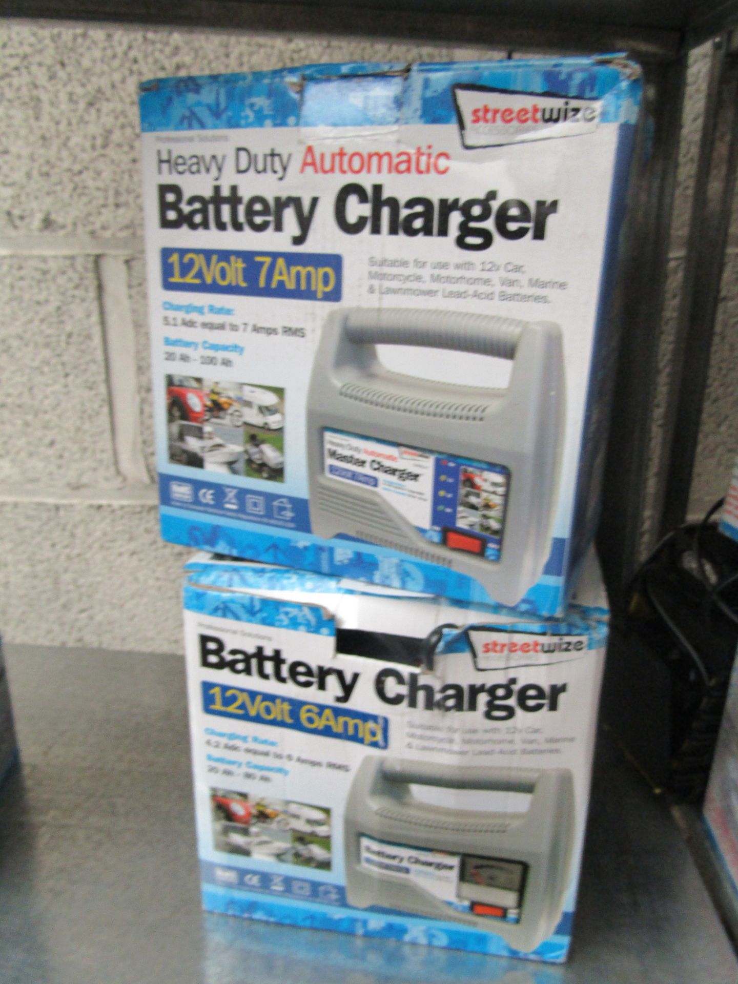 2x StreetWize 12V Battery Chargers. Boxed.