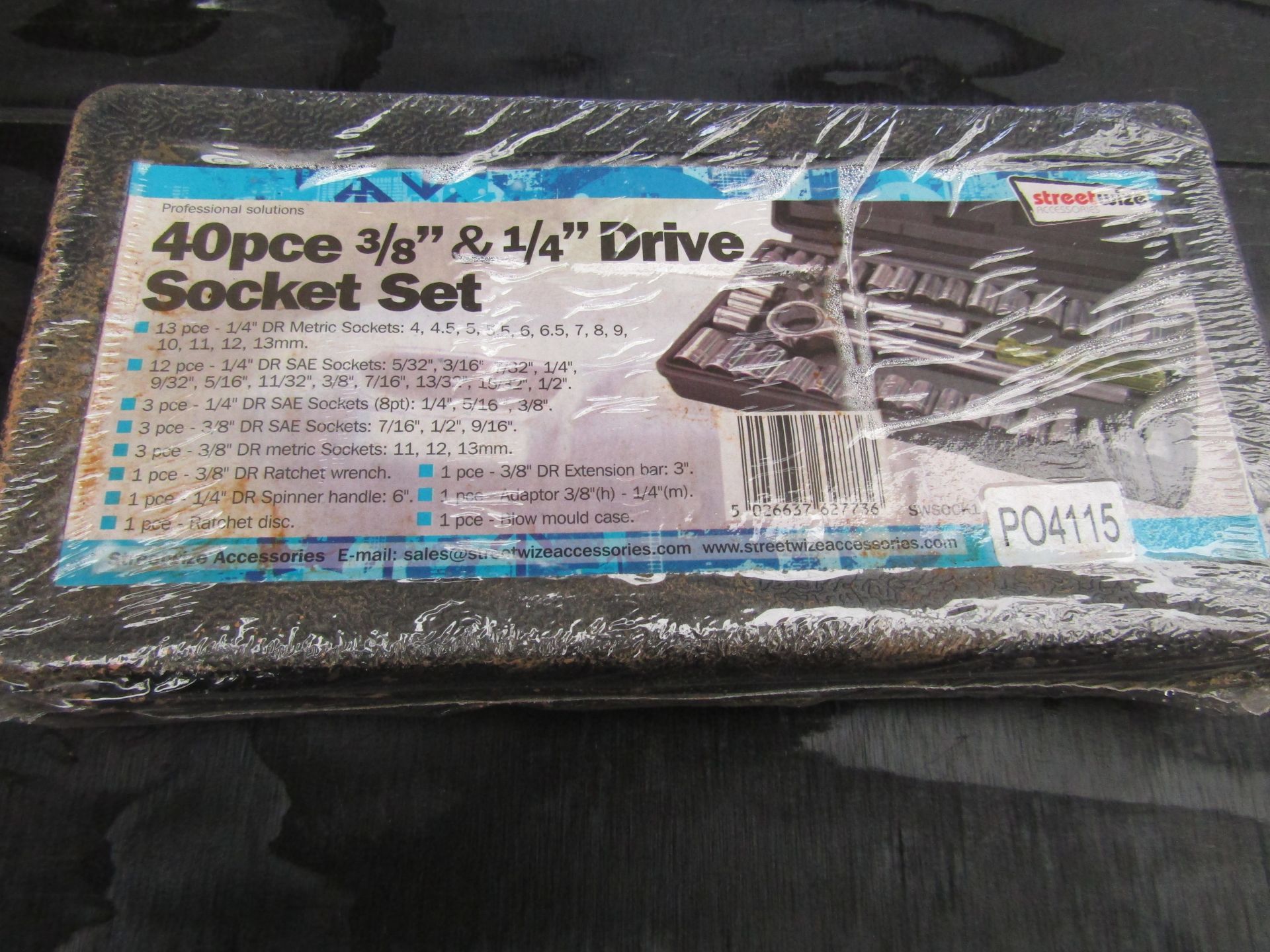 Streetwise 40 piece 3/8 & 1/4 drive Socket set, still sealed but has been wet at some point