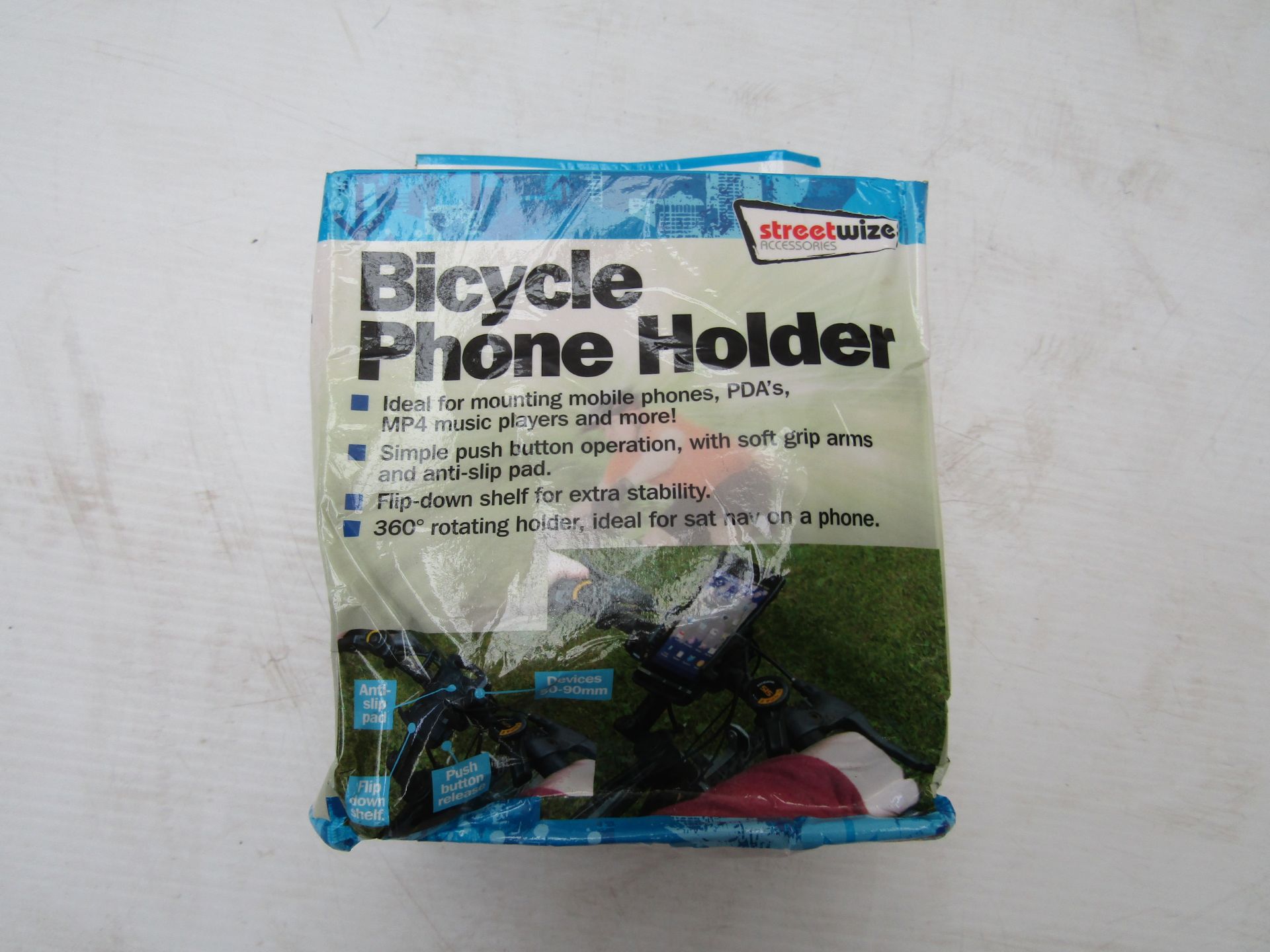 10x StreetWize Bicyle Phone Holder. New and boxed. Packaging may have been wet at some point.