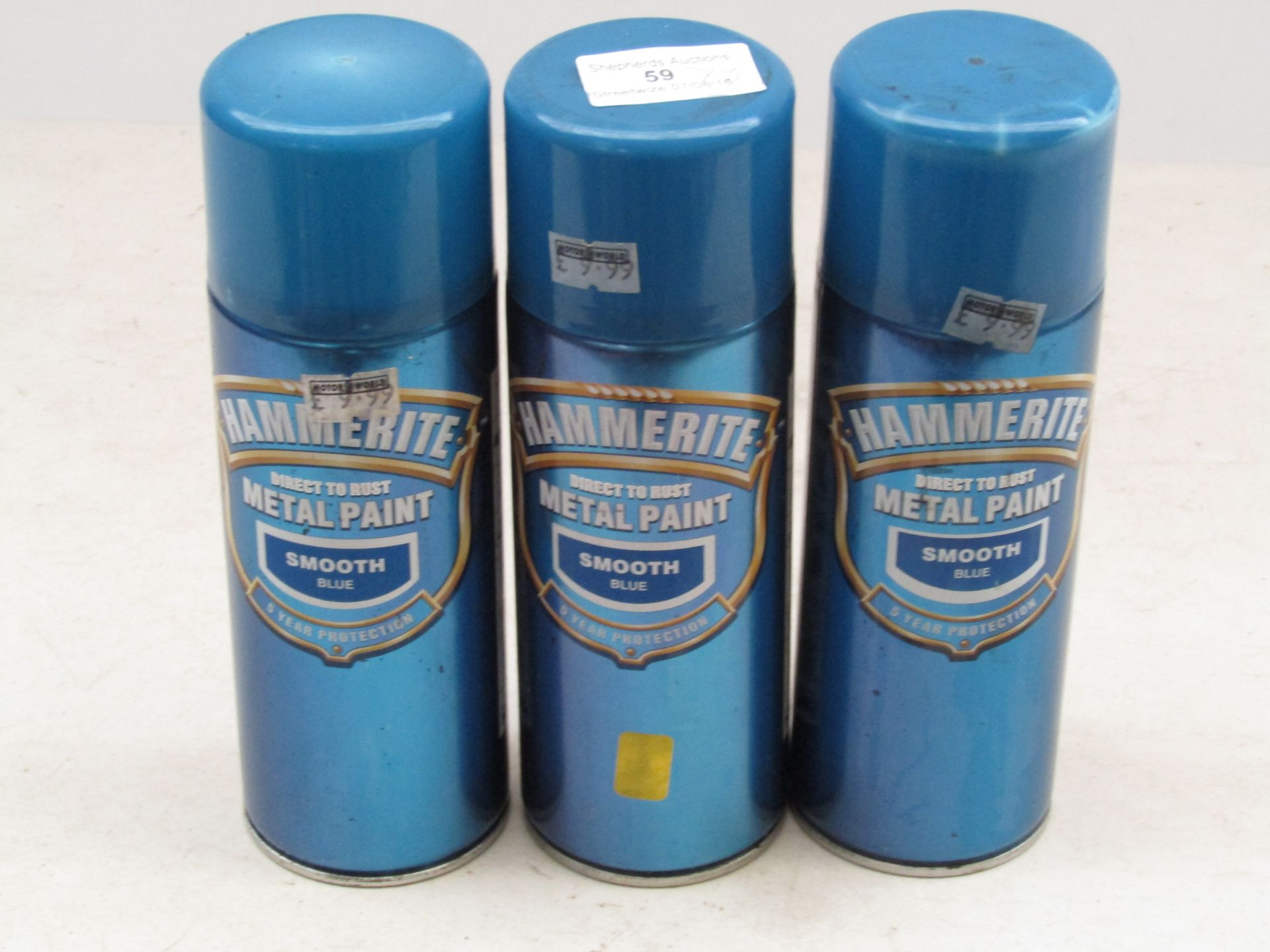 3x 400ml Bottles of Hammerite Direct to Rust Metal Paint Smooth Blue 5 Year Protection.