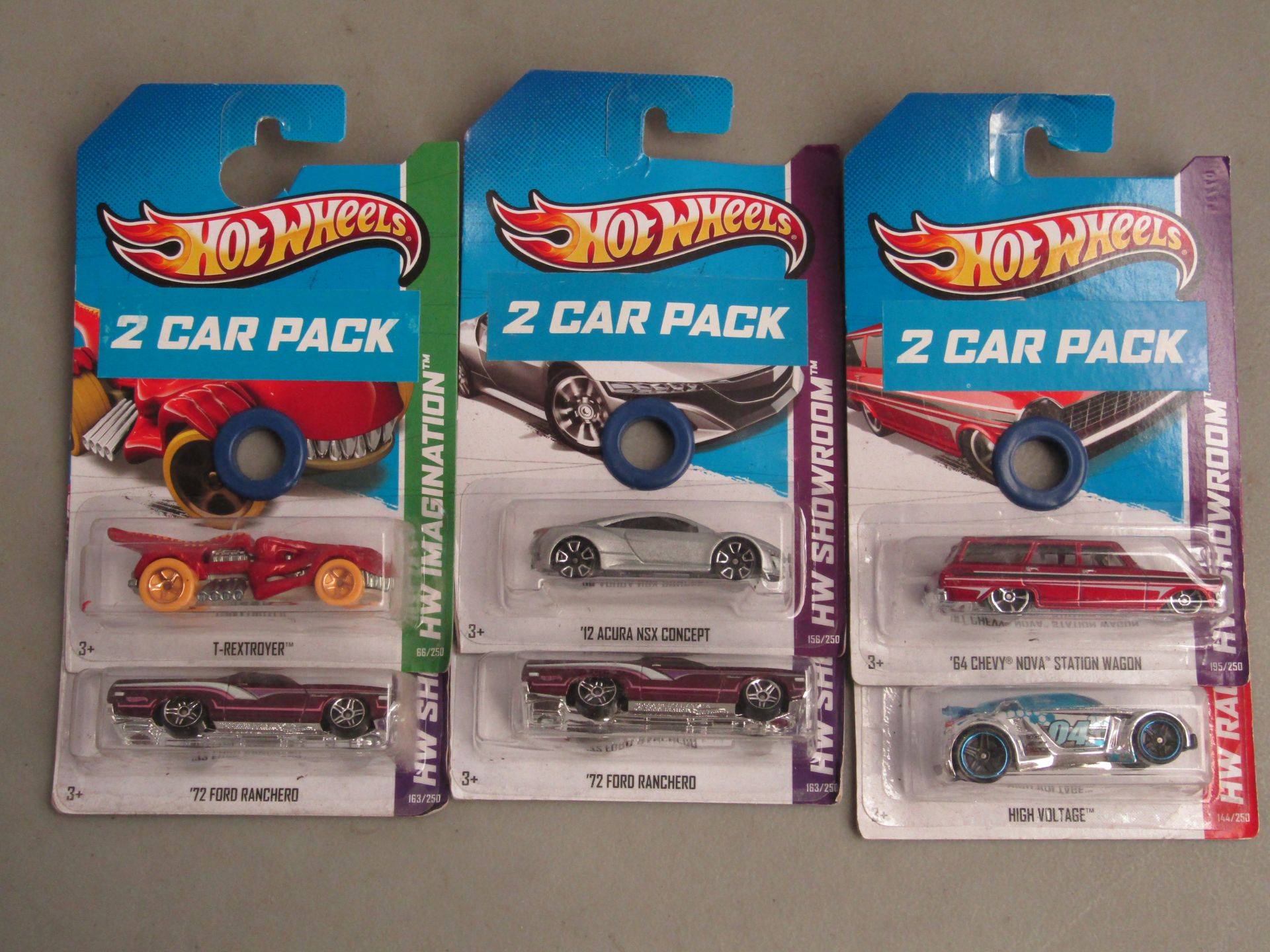 3x Pack of 2 Hot Wheels Cars. All New In Packaging (Picture is for Display Only, This Lot will be
