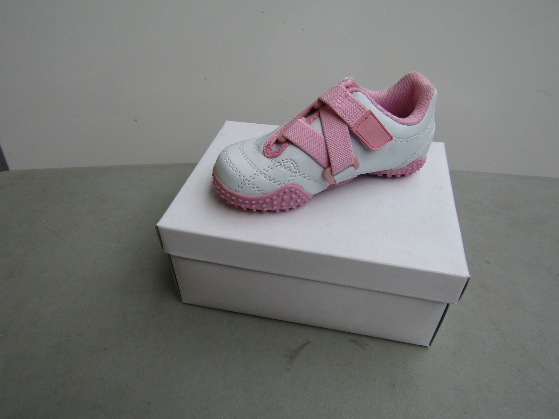 Girls White and Pink Velcro strap trainers, new and Boxed size 1