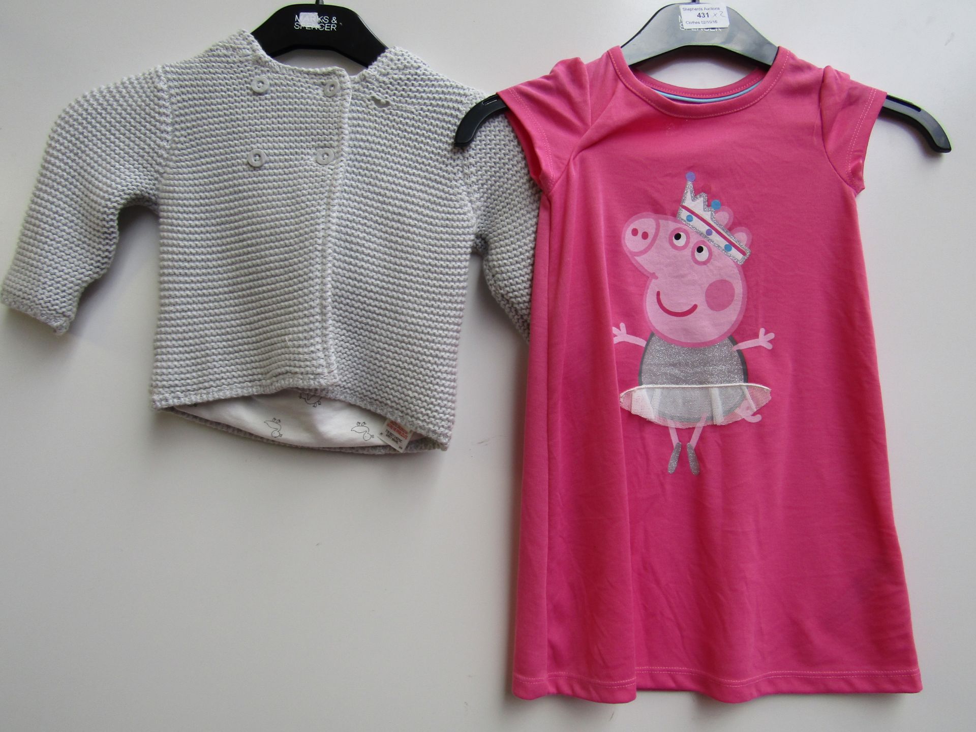 2x Marks and spencers Childrens items being  Peppa Pig dress Age 1- 1 1/2 Knitted Hoody age 3-6