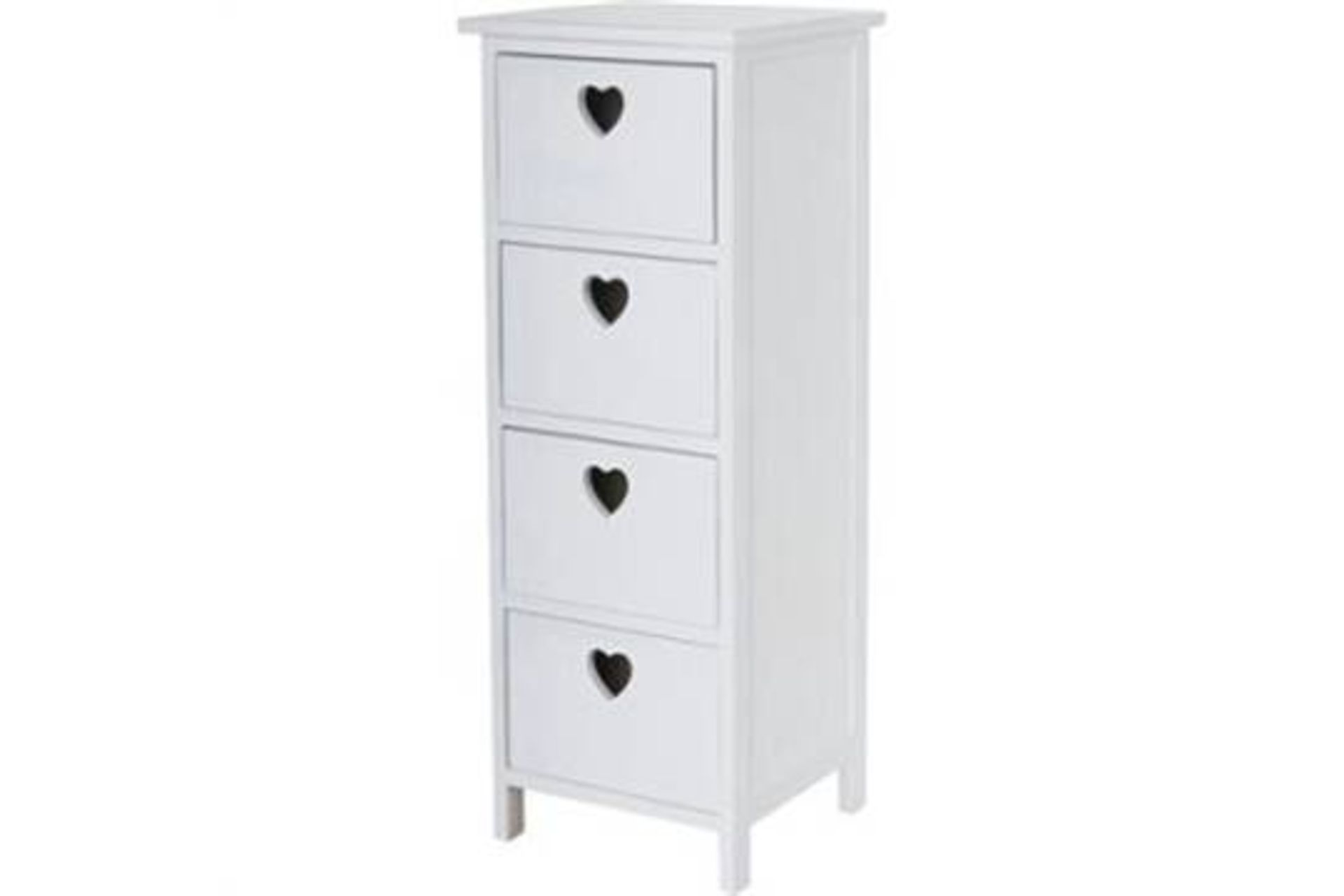 2 x White Heart Four drawer Unit. With Box. (1 x Unit Loose and need repair.) Please Note Pictures