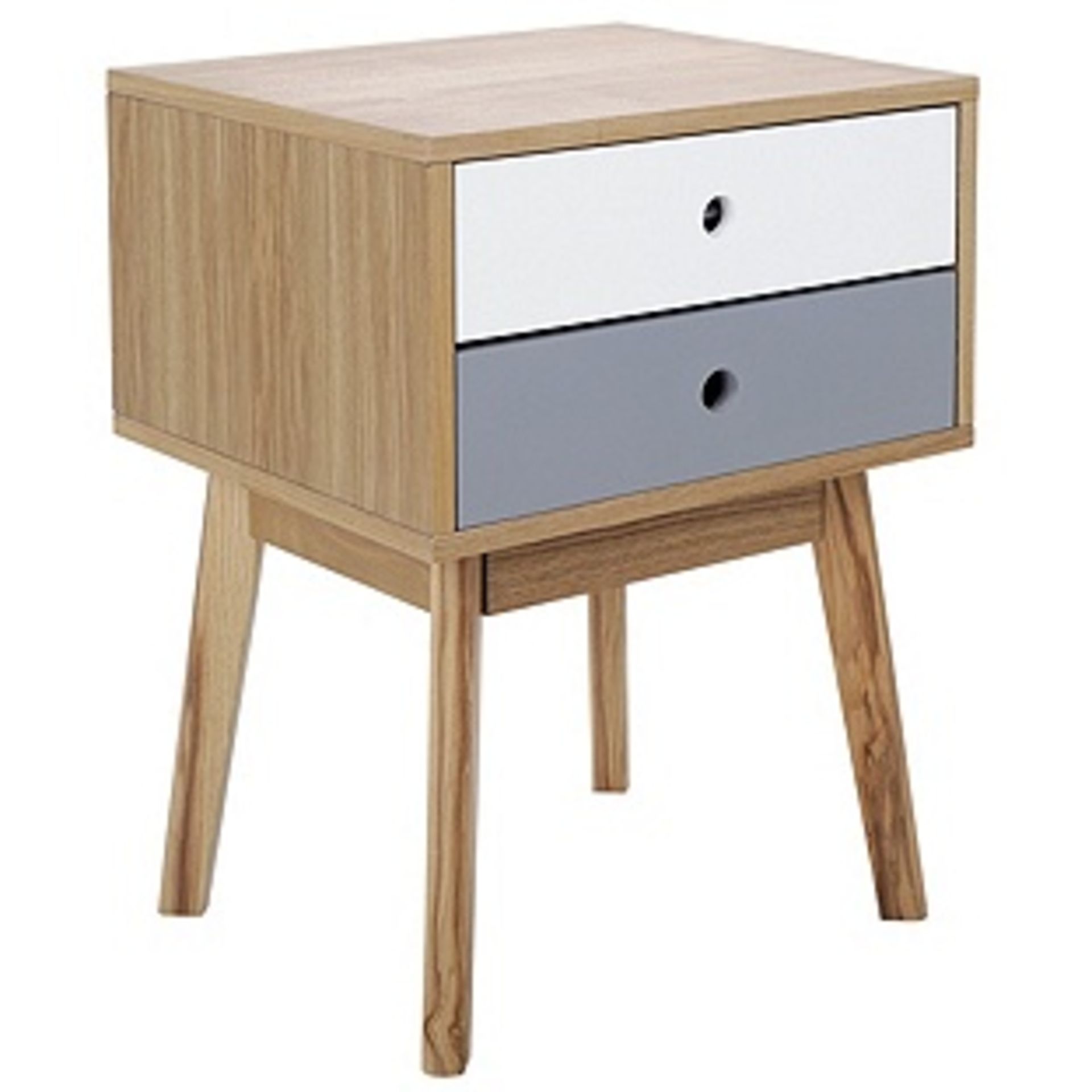 Foley 2 Drawer End Table - Two Tone. Size H58, W40, D38cm.   Please Note Pictures are for