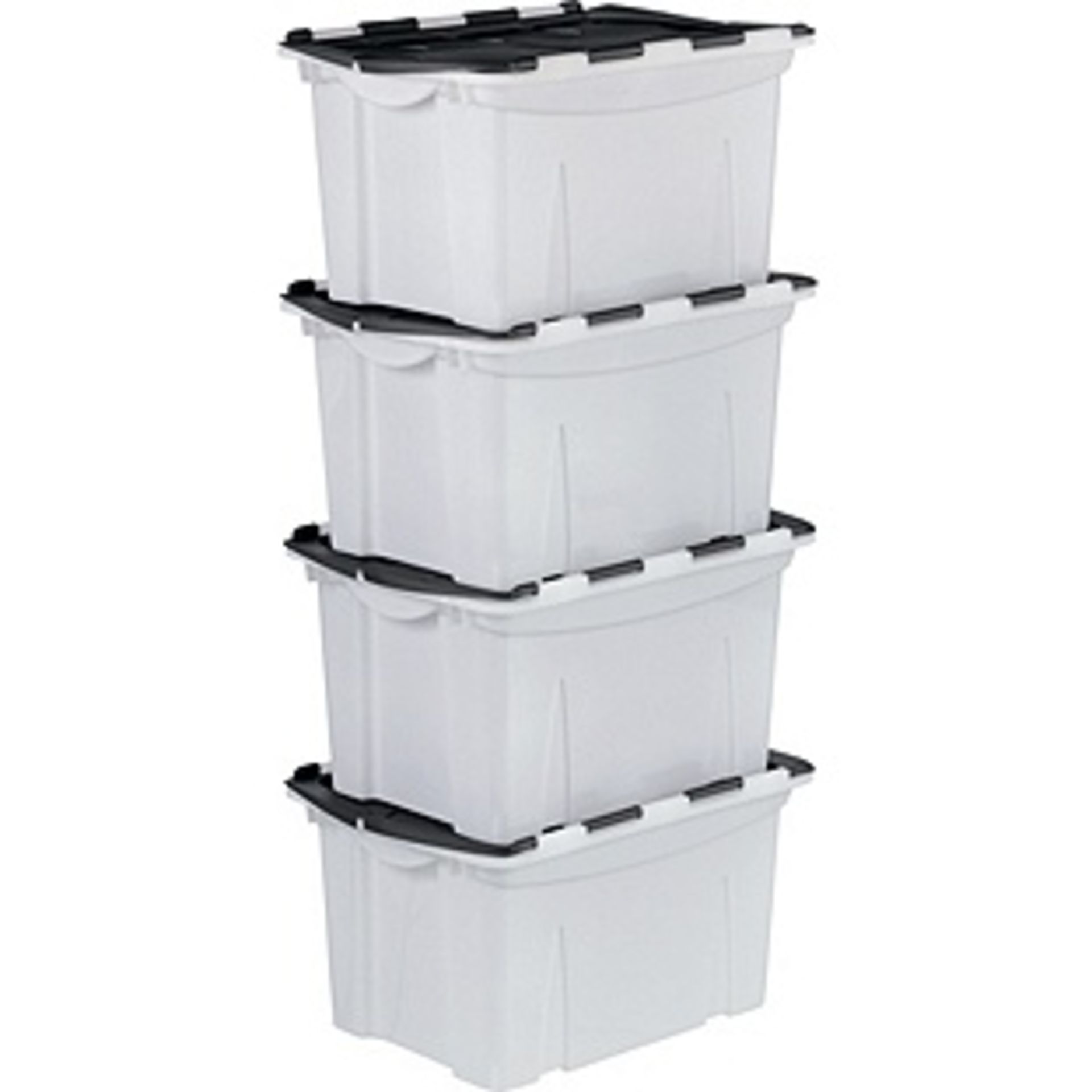 4 x HOME 40 Litre Black Crocodile Lid Storage Boxes. Size H31, W39, D54.5cm. Please Note Pictures