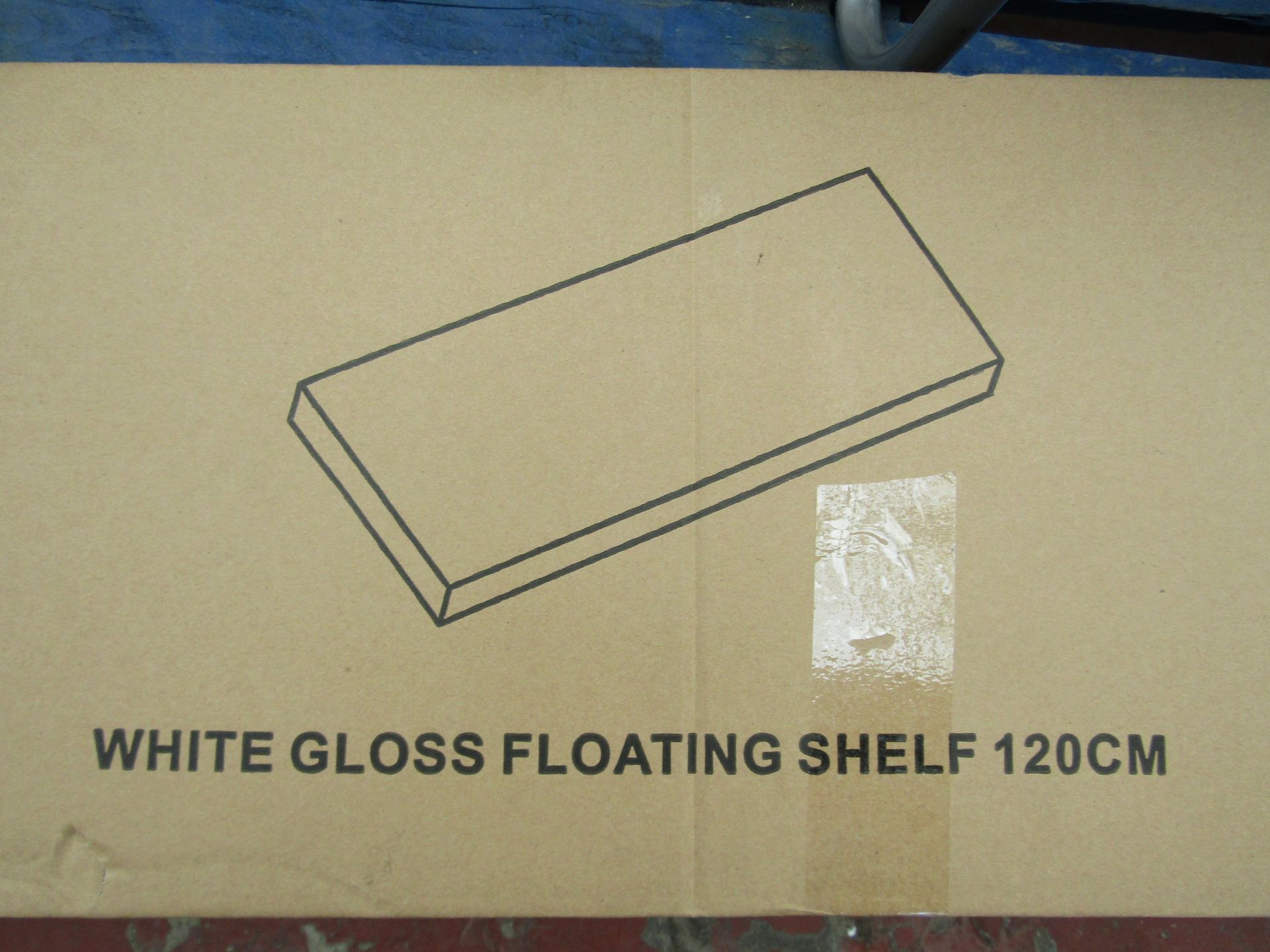 HOME 120cm Floating Shelf - White Gloss. Size H3.8, W120, D25cm. Boxed & Unchecked. Please Note - Image 2 of 2