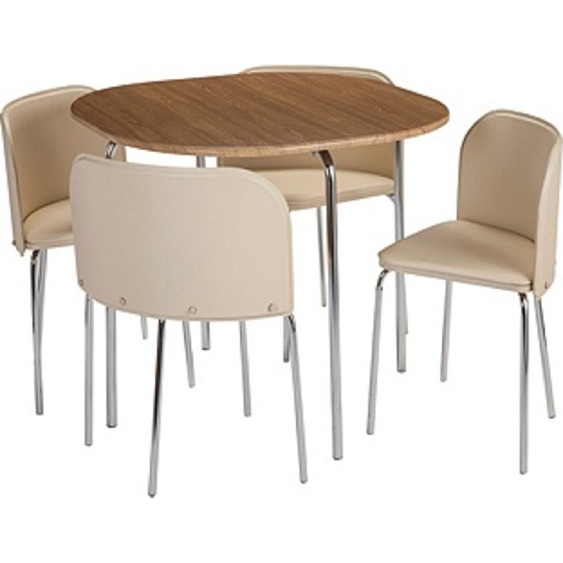 Hygena Amparo Dining Table and 4 Chairs - Oak Effect/Cream. Table:Size H76, L85, W85cm. Oak effect