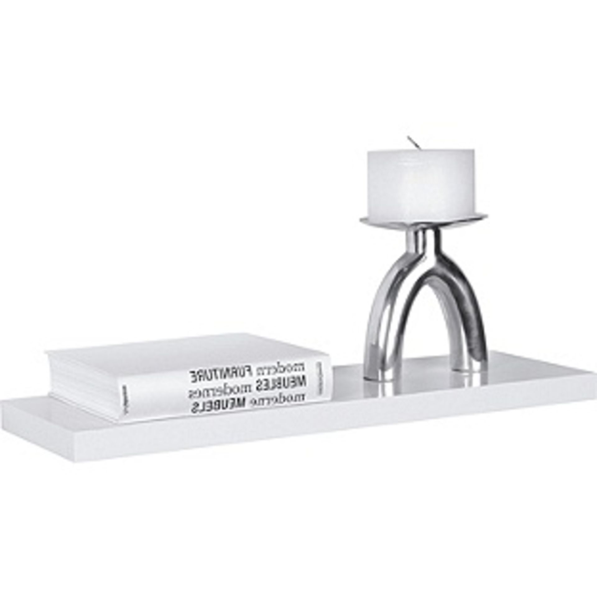 Collection High Gloss 60cm Floating Shelf - White. Size H3.8, W60, D25cm. Boxed & Unchecked Please
