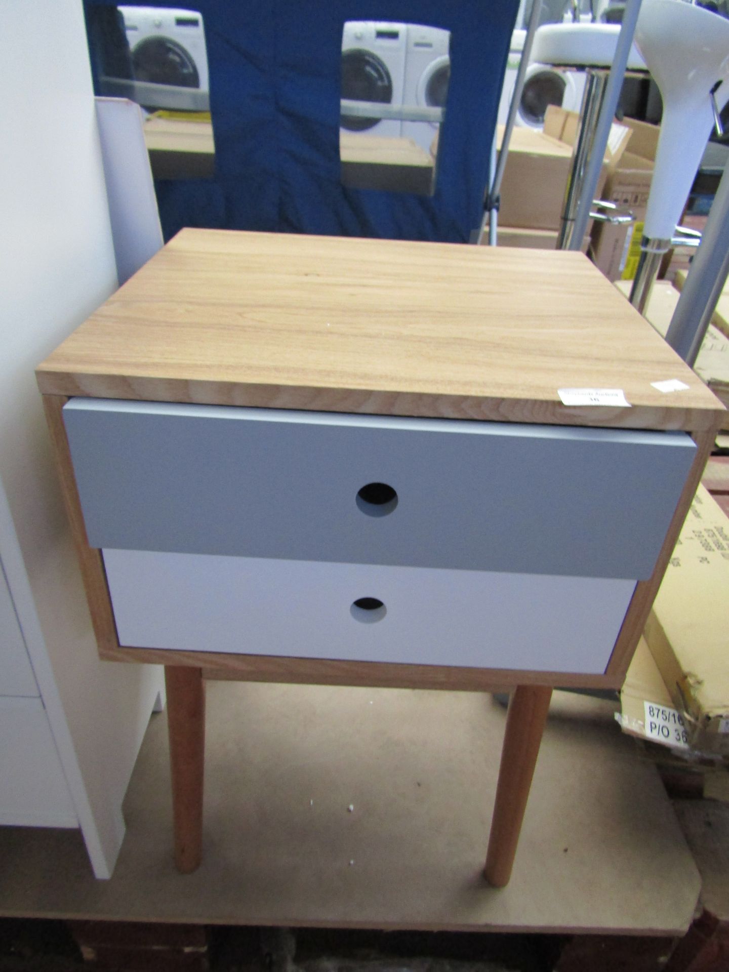 Foley 2 Drawer End Table - Two Tone. Size H58, W40, D38cm.   Please Note Pictures are for - Image 2 of 2