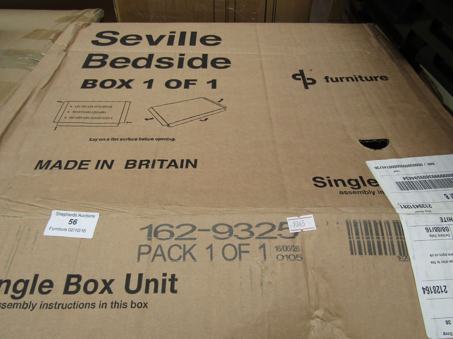 HOME Seville 1 Drawer Bedside Chest - White. Size H42, W36, D33cm. Boxed & Unchecked. Please Note