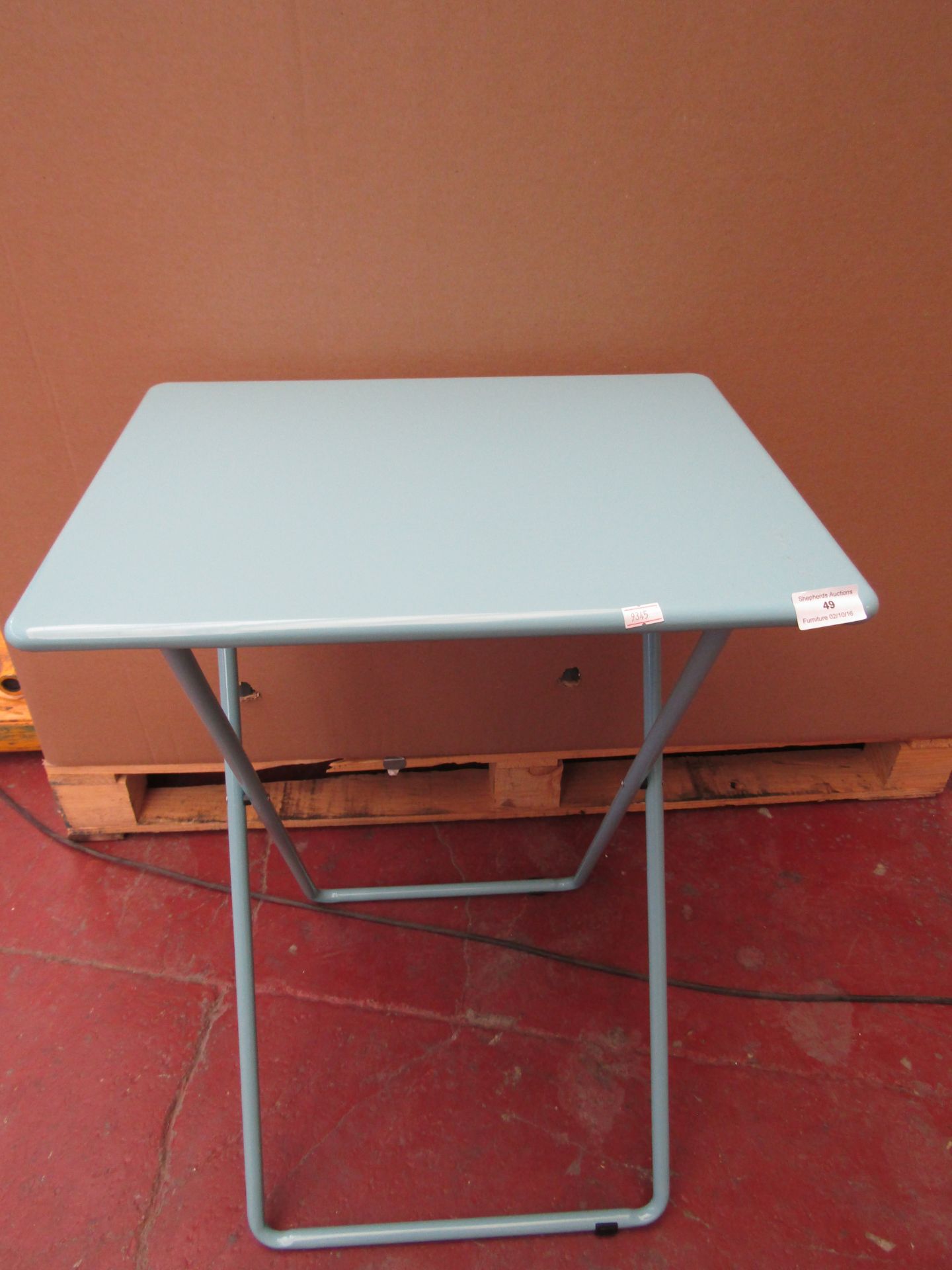 Habitat Airo Metal Folding Table - Sea Blue. Slight scuff marks on the top. Size H66, W49, D37cm. - Image 2 of 2