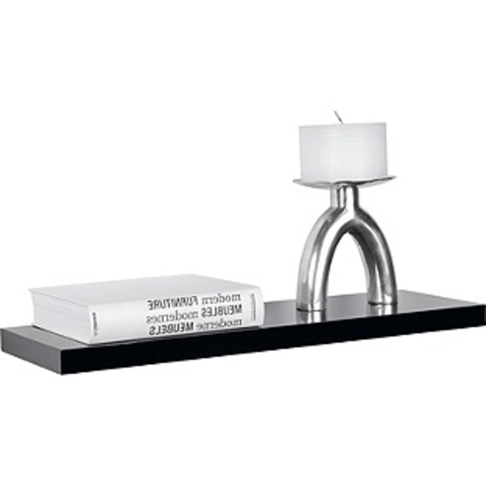 Collection High Gloss 60cm Floating Shelf - Black. Boxed and Unchecked. Size H3.8, W60, D25cm.