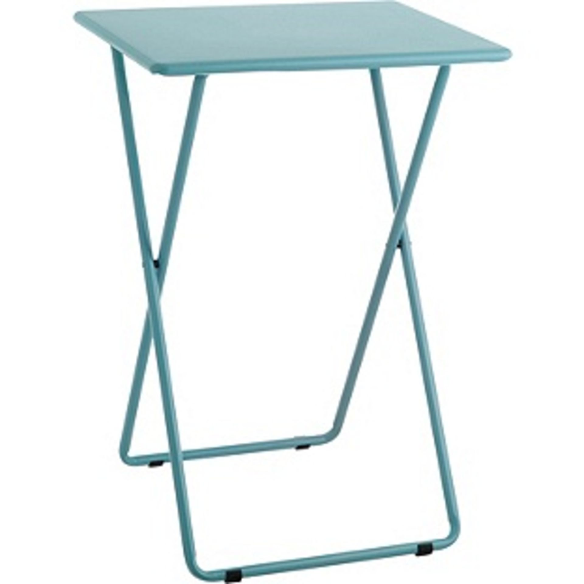 Habitat Airo Metal Folding Table - Sea Blue. Slight scuff marks on the top. Size H66, W49, D37cm.