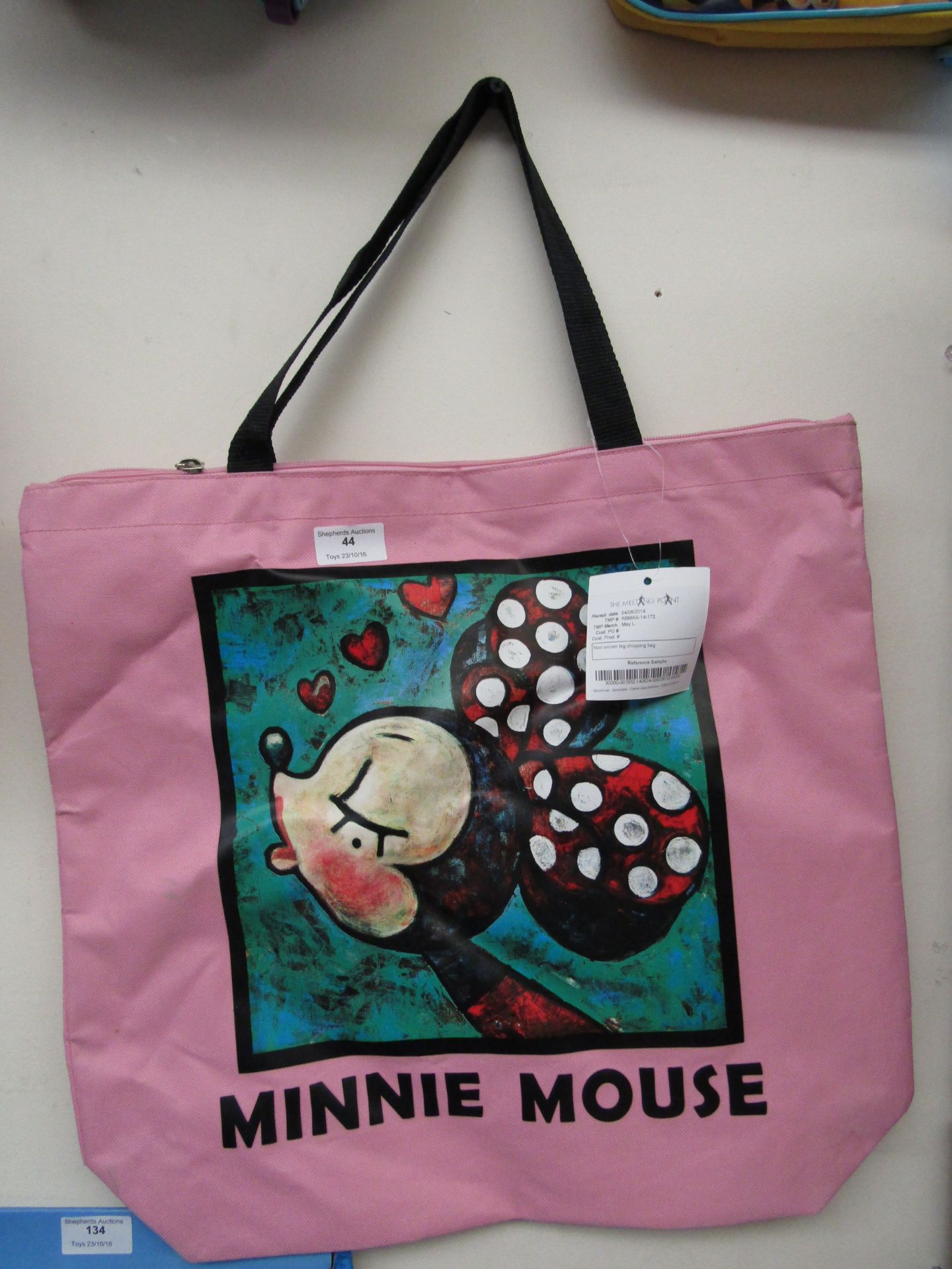 Minnie Mouse pink colour zipped shopping bag, new with tags.