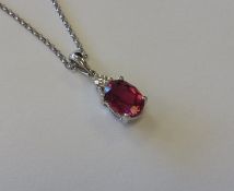 White Gold Rubelite (Tourmaline) and Diamond Pendant. RRP £1,400