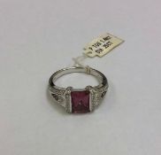 White Gold Pink Tourmaline and Diamond Ring. RRP £1,995