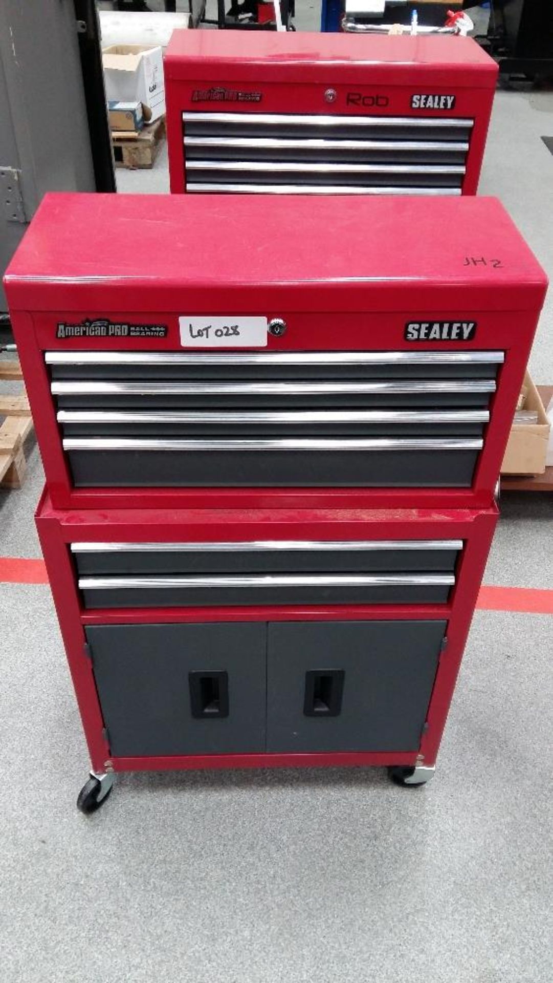 Sealey American Pro two tier 6-drawer tool cabinets with cupboard under