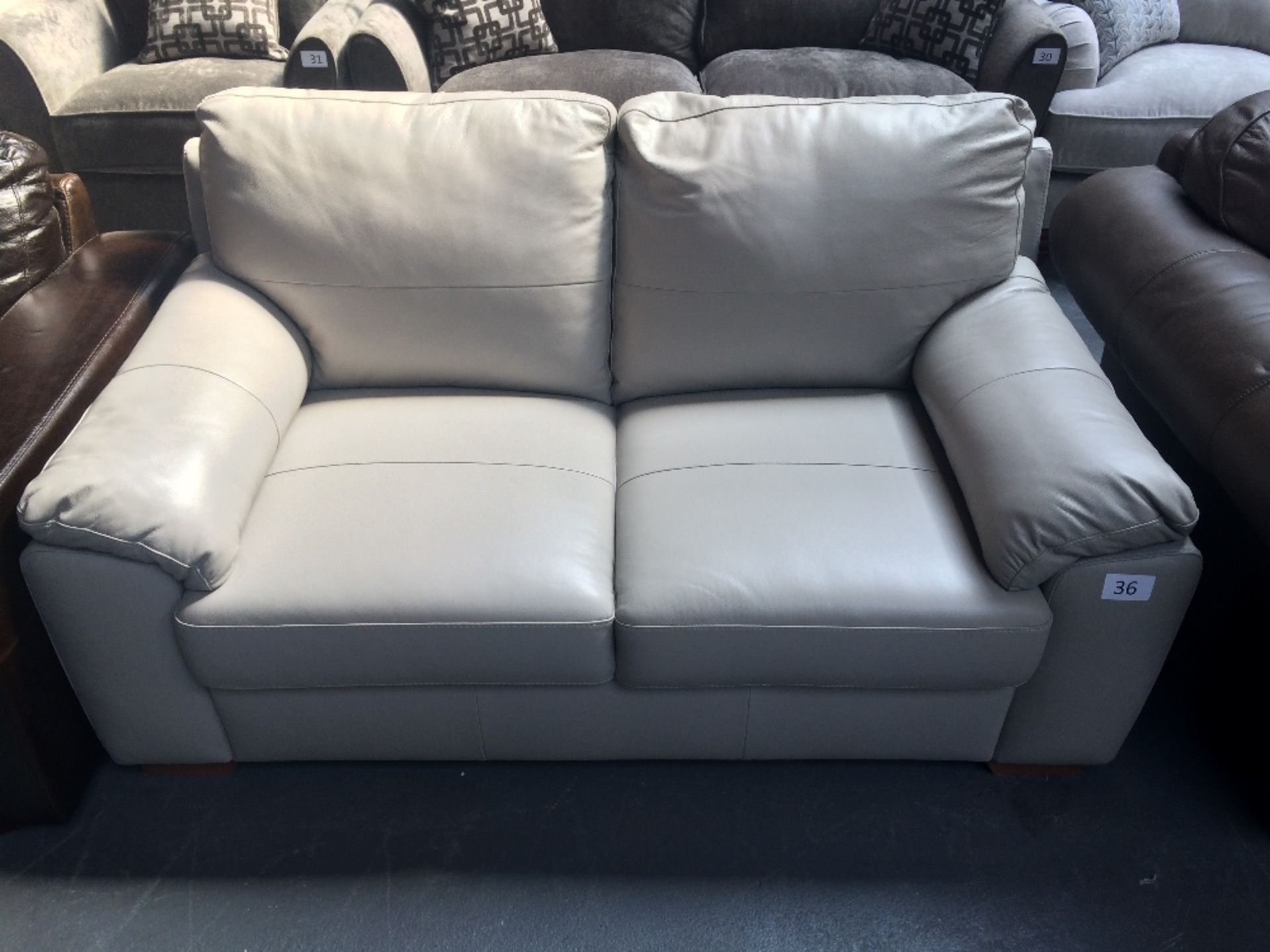 Grey Leather Two Seater Sofa - Image 4 of 4