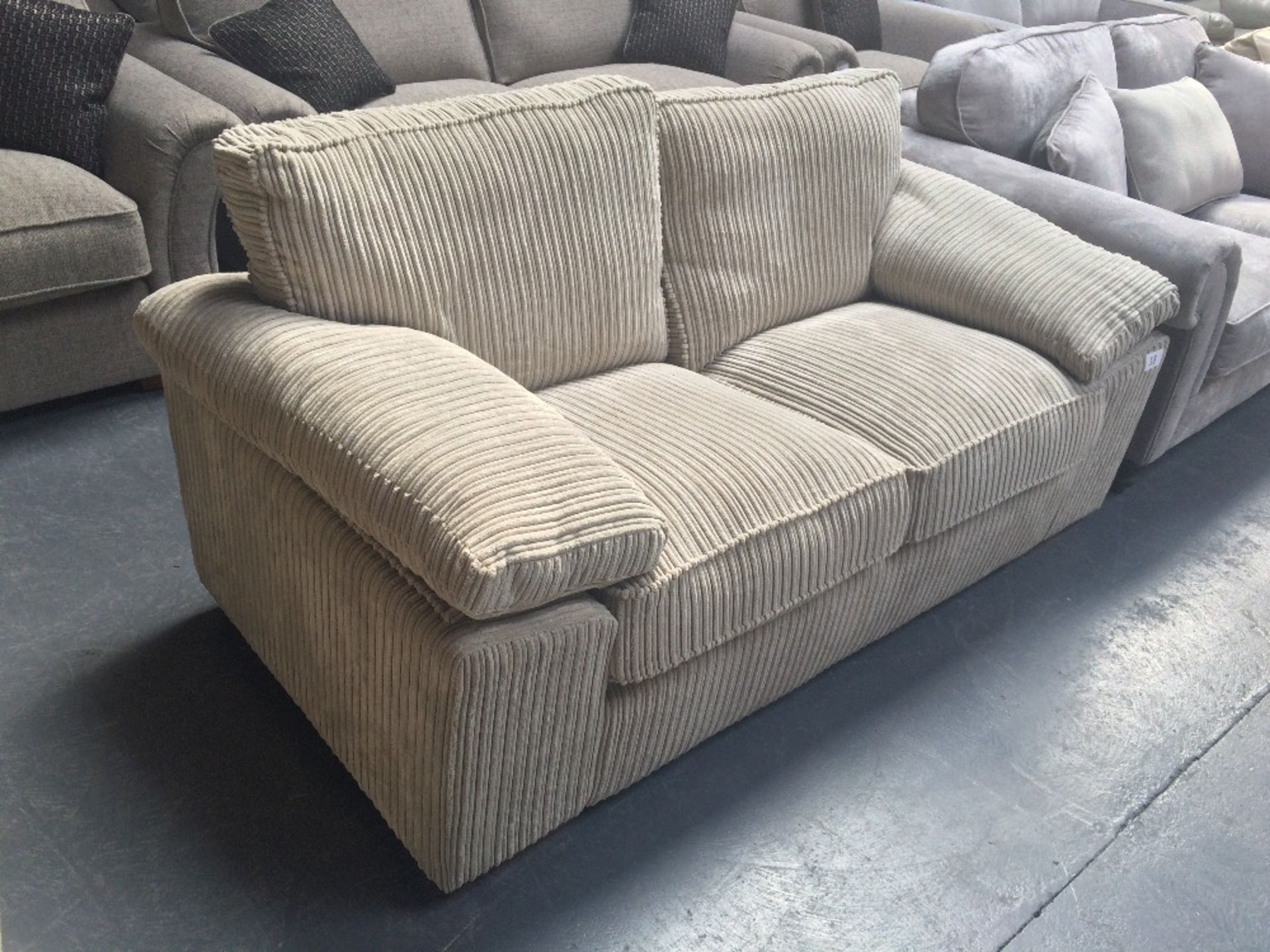 Beige Upholstered Two Seater Sofa - Image 3 of 3