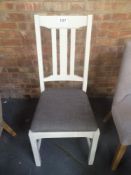 High Back Wooden Dining Chair in White with Cushioned Seat