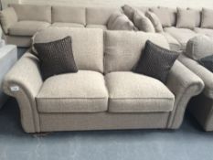 Light Brown Upholstered Three Seater Sofa