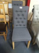 (2) High Back Upholstered Grey Dining Chairs