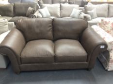 Brown Leather Two Seater Sofa