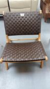 Low Level Wooden Garden Chair with Rattan Effect Finish