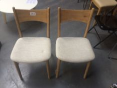 Set of Two Oak Dining Chairs with Cushioned Seats