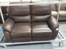 Brown Leather Electric Recliner Two Seater Sofa