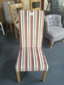 High Back Upholstered Dining Chair with Striped Cover
