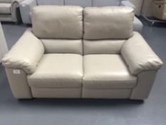 Grey Leather Electric Recliner Two Seater Sofa