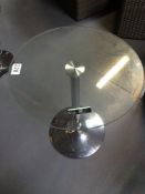 Round Table Glass Top with Single Metal Base